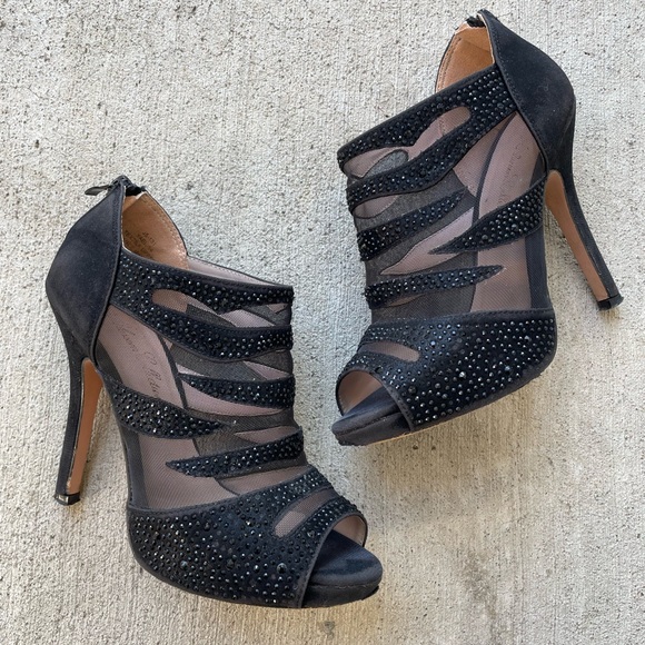 De Blossom Collection Glittery Heels Black High Bootie Shoes size 6.5 - Picture 2 of 12